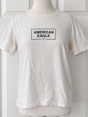 American Eagle Outfitters White Graphic Logo Tee